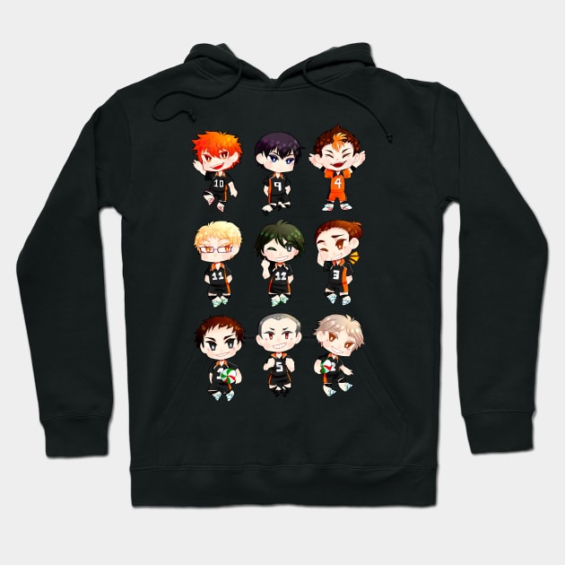 Karasuno 9 Characters! Hoodie by Techagau